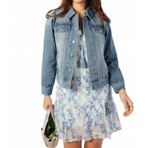 NEW SAIL TO SABLE puff sleeve denim jacket in blue denim